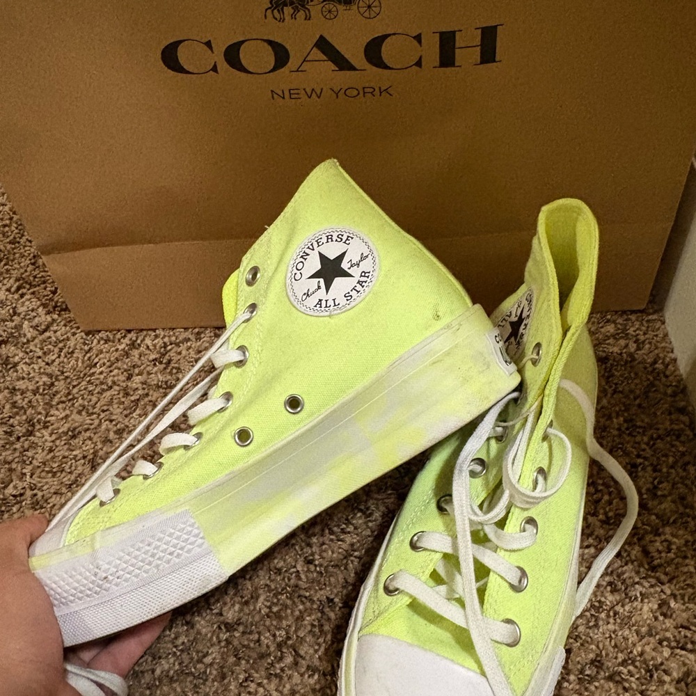 Converse All Star High-Top Sneakers in Neon Yellow